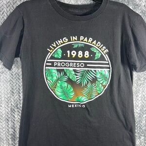 Progresso 1988 Mexico Living In Paradise Mayan Tshirt Black Medium